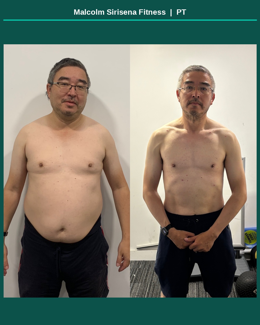 Client before and after transformation, front view